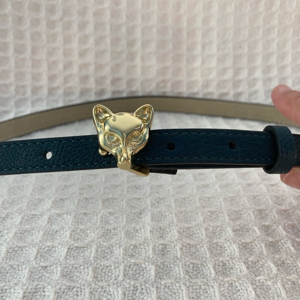 Tucker + Tate Girls Blue Belt With Goldtone Animal Buckle - Picture 2 of 5